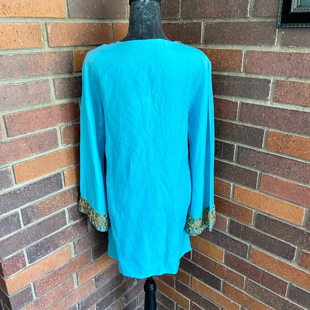 Inca Turquoise Embellished Tunic - Picture 6 of 13